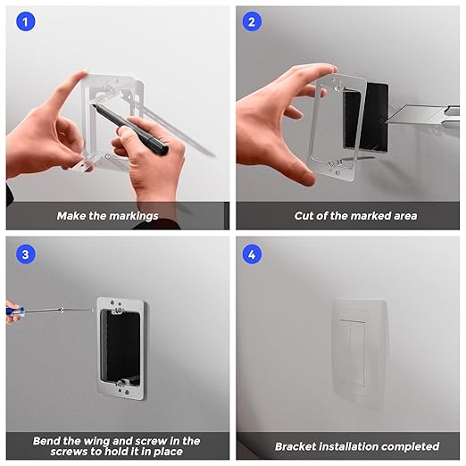 15Pcs Single Gang Low Voltage Mounting Bracket, Single-Gang Drywall Brackets, Low Voltage Mounting Bracket 1 Gang, Low Voltage Bracket Metal for Drywall Outlet Cable Pass Through Wall Plates