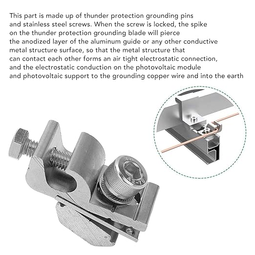 10Pcs Solar Mounting System Grounding Clip Lug Bracket Clamps Photovoltaic Support Parts