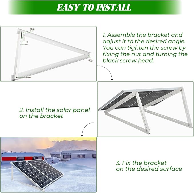 FAHKNS 45 Inch Solar Panel Mount, 1 Set Solar Panel Tilt Mount Brackets, 0-90° Adjustable Portable Solar Panel Stand with Telescopic Bracket,100-400 Watt Solar Panel Mounting Kit for RV Roof Boat