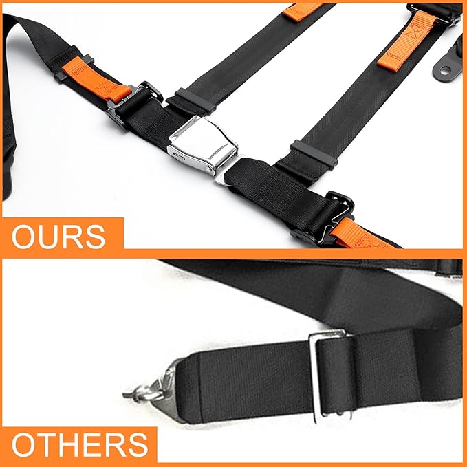Yakitoko Universal 4 point Safety Harness Set 2inch Fits Go Kart,UTV,ATV,Racing Black