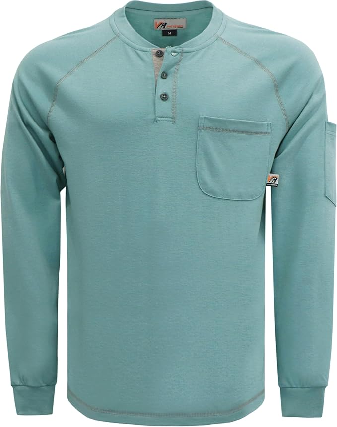 VATRENUS FR Shirts Henley 5.5oz 100% Cotton Flame Resistant Long Sleeve T-Shirts