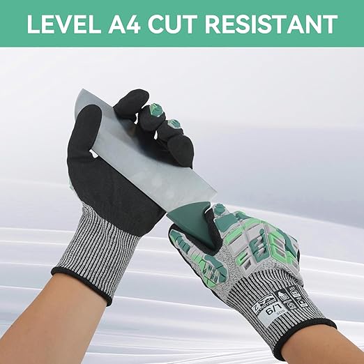 Safety Work Gloves, Impact Gloves for Men Women, Cut Resistant Non-Slip Heavy Duty Gloves with Nitrile Grip, Touch Screen Glove with Impact Protection for Mechanic Construction, Medium, Camo