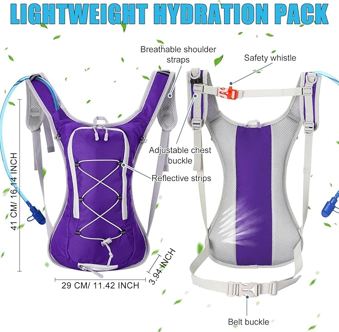 4 Pack Hydration Backpack with 2L Water Bladder Lightweight Hydration Backpack Pack for Men Women Hiking Cycling Camping Running Climbing