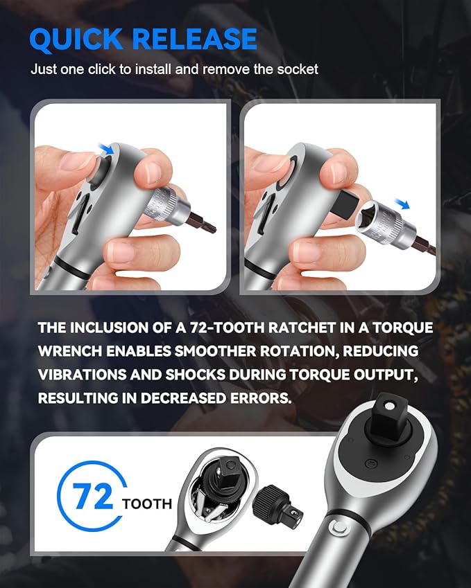 GOYOJO 1/2 inch Torque Wrench Set, 14.75-155 ft-lbs/20-210 N.m with Dual Range Scales, High 3% Precision for Automotive, Towing, DIY, and Exhaust System Maintenance