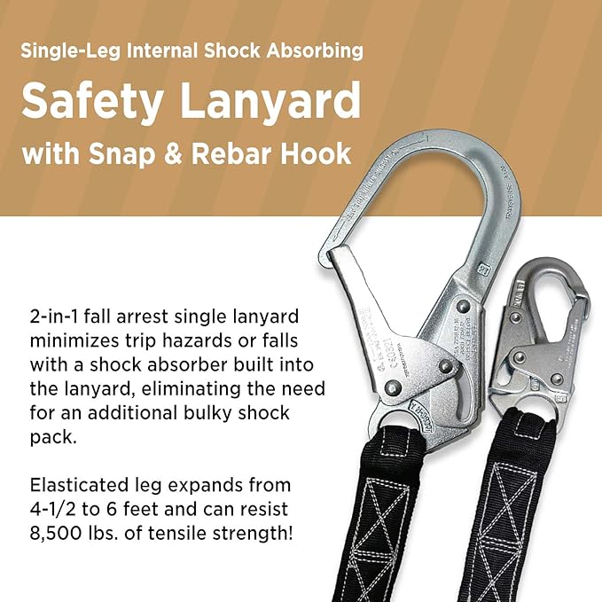 AFP Universal Full-Body Fall Protection Safety Harness with Dorsal D-Ring and Mating Buckle Legs | Roofer, Construction, Scaffolding PPE | High-Visibility Green | Shock Absorbing Lanyard (OSHA/ANSI)