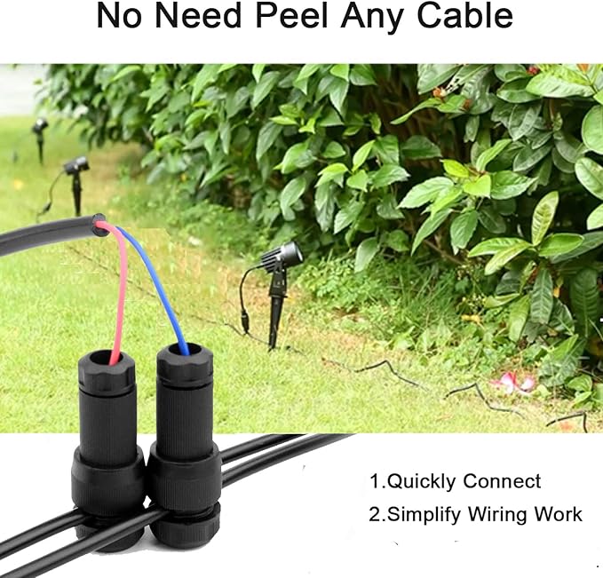 iCreating 50Pack Low Voltage Wire Connector, Landscape Lighting Connectors Waterproof for 12/2 Gauge Cable Landscape Light Connectors for Outdoor Path Lights Spotlights In-Ground Lights