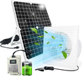 Solar Fan for Chicken Coop with Battery 25W Solar Panel Powered Exhaust Fans with 14.8ft On/Off Switch Cable for Greenhouse, Sheds, Pet Houses, Ventilation, Outside, Greenhouse Air Circulation Garages