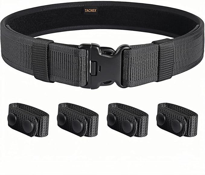 TACNEX Duty Belt w/ 4 Keepers 2" Nylon Stiff Utility Belt Police Law Enforcement Security Work Patrol Gear Carrier L