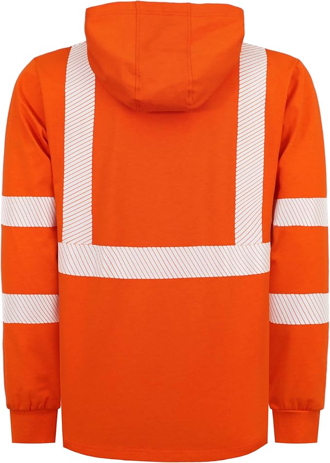 TICOMELA FR Shirts Pullover High Visibility 6oz Lightweight Hi vis Flame Resistant Reflective Hooded Work Shirt