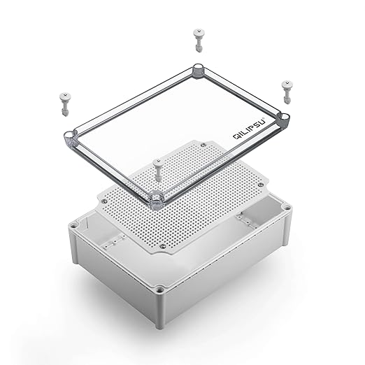 QILIPSU Outdoor Junction Box IP67 Waterproof Project Box ABS Plastic Weatherproof Electrical Enclosure Clear Cover (11"x7.5"x5.1" CC)