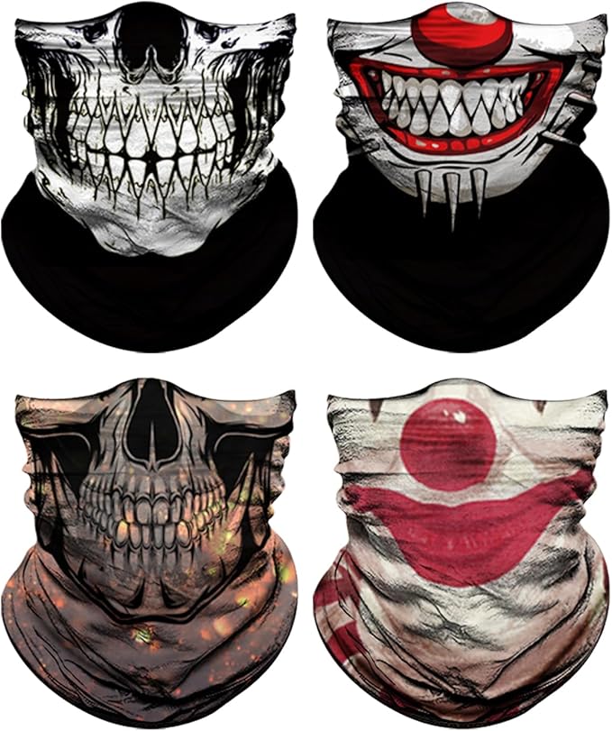 4Pack Neck Gaiter for Men Women Face Cover Mask Head Wrap Balaclava Headwear Bandana Headband Magic Scarf