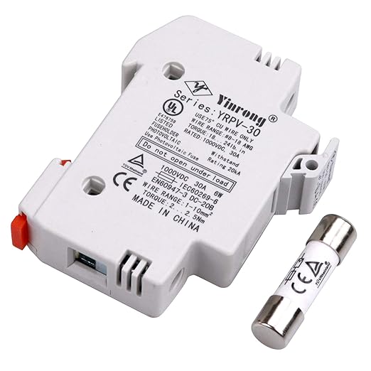 ZOOKOTO Solar Fuse Holder 30A 1000V DIN Rail Mount Fuse Holder 1 Pole White Plastic Housing