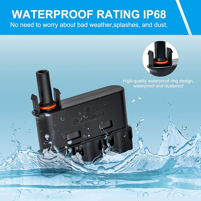 Solar Branch Connector, Y Connector IP68 1500V Solid Copper Terminal in PV Solar Series or Parallel Circuits,1 Pairs FMMM+MFFF