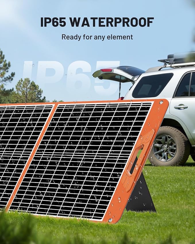 60W Portable Solar Panel Charger, 23.5% High Efficiency Foldable Solar Panels for Power Station, IP65 Waterproof Solar Charger with QC3.0 USB-A & USB-C Outputs for Outdoor Camping RV Trip