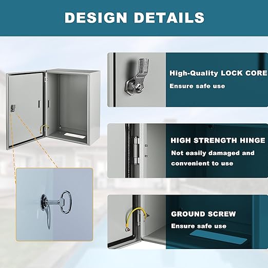 Waterproof Electrical Enclosure 20 x 12 x 10'', Outdoor Electrical Box Weatherproof, Electrical Junction Box with Reinforced Lock