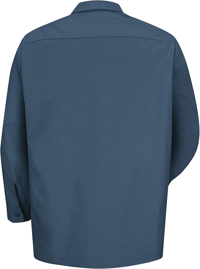 Red Kap Men's Long Sleeve Industrial Work Shirt | Moisture Wicking Button Up, Wrinkle Resistance Fights Fading & Stains