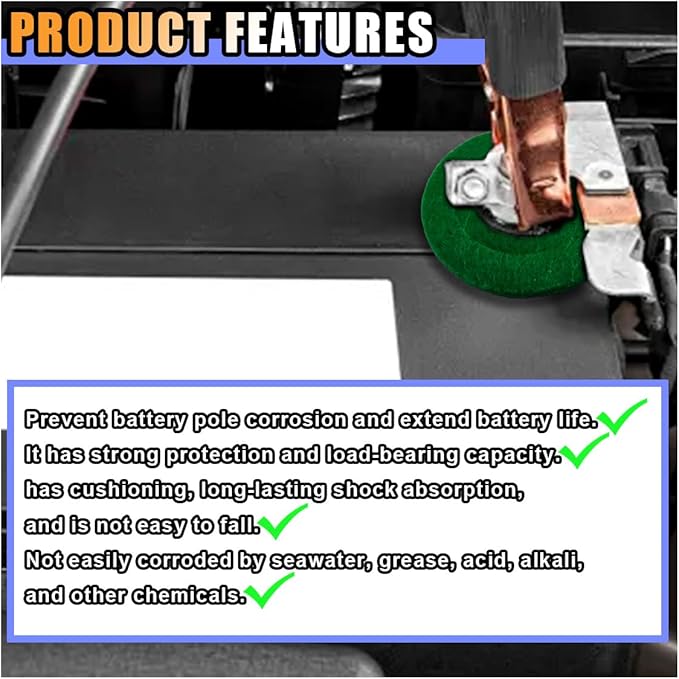 12PCS Battery Terminal Washer Pad, Anti Corrosion Washers, Fiber Washers Battery Top & Side Terminal Protector (12Pair Redgreen)