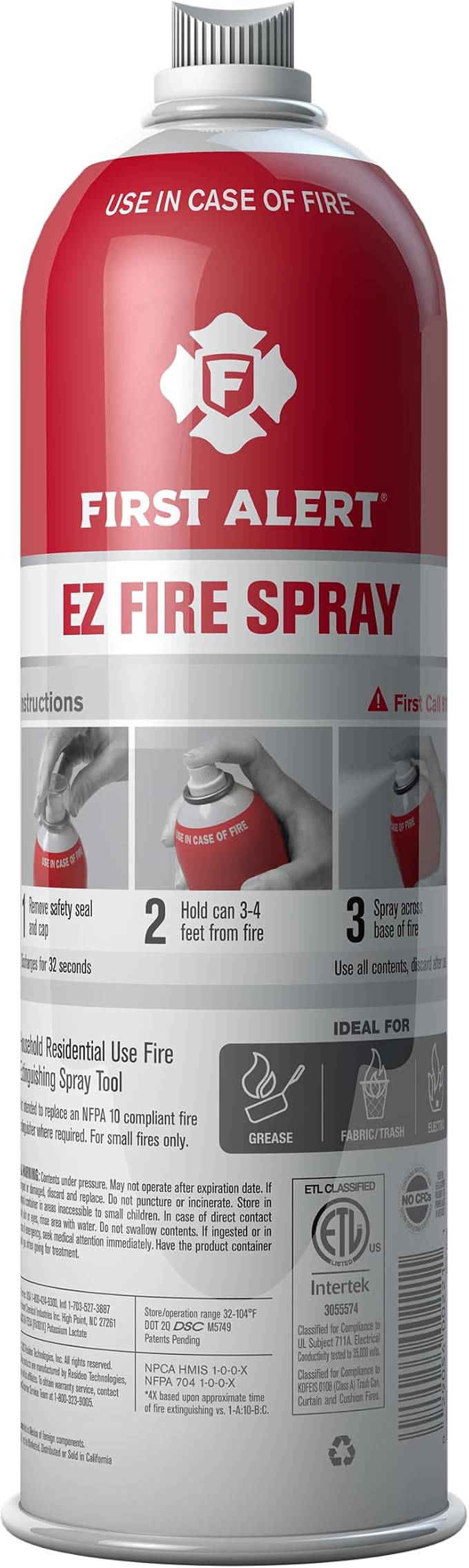 First Alert EZ Fire Spray, Extinguishing Aerosol Spray, AF400 Red 18 Ounce (Pack of 1)