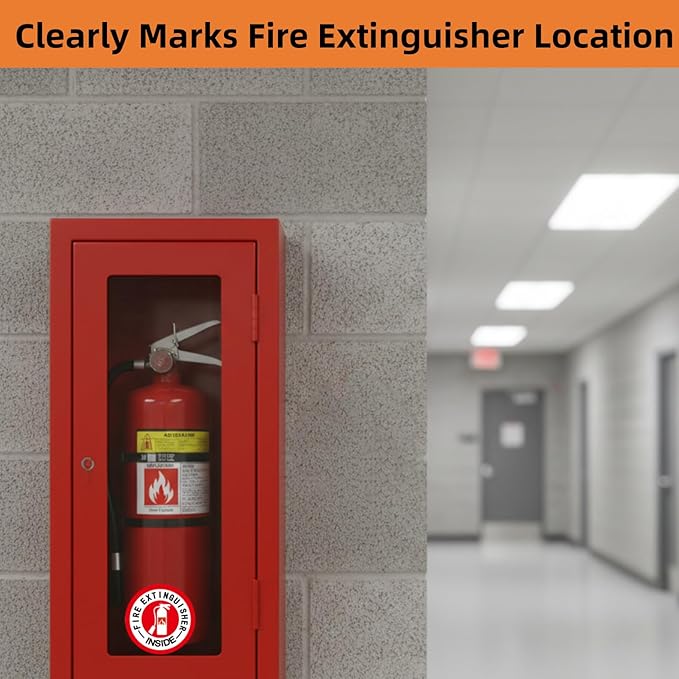 12 Pack Fire Extinguisher Inside Reflective Stickers, 3 Inch Reflective Safety Labels with Strong Adhesive, Easy to Apply Fire Extinguisher Sign Safety Stickers for Business and Home