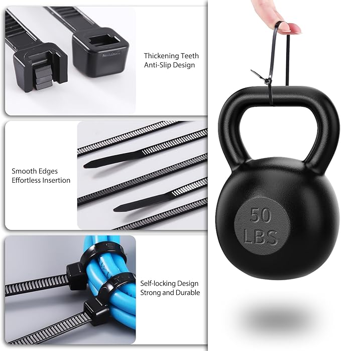 Cable Zip Ties 12 inch Cehony 1500 Pack Black Zip Ties Heavy Duty 50lbs Tensile Strength Plastic Zip Ties for Outdoor and Indoor Multi-Purpose Cable Ties Self-Locking UV Resistant Wire Ties Wraps