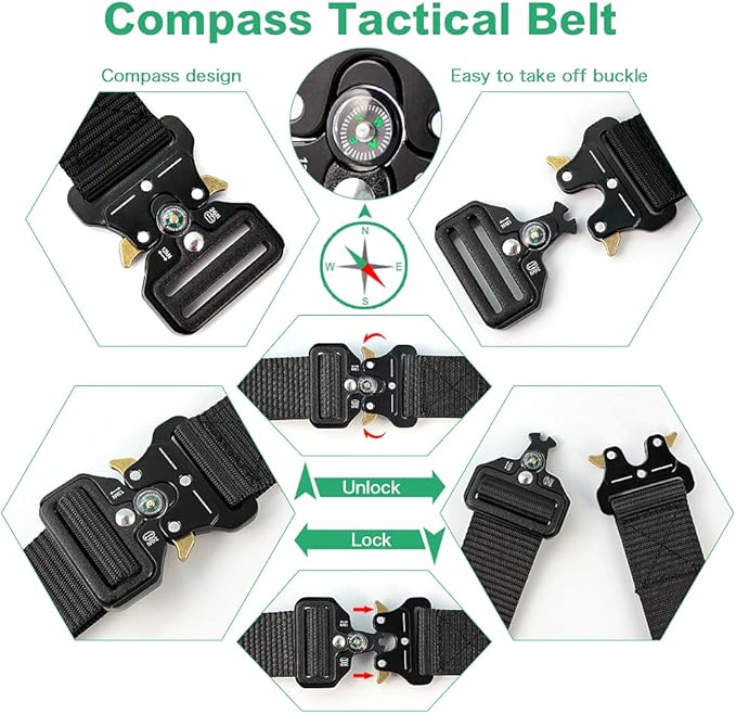 DOOPAI Tactical Belt for Men, 3Pack Military Nylon Web with Heavy Duty Quick Release Metal Buckle