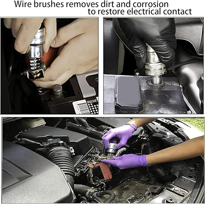 Car Battery Terminal Cleaning Brush, 2Pcs Automotive Battery Post Post Corrosion Cleaning Brush Dirt Cable Cleaner Brush