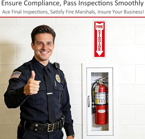 (12 Pack) Self-adhesive Fire Extinguisher Sign, 12" x 4" Durable Plastic Fire Extinguisher Sticker for Business and Home Use, Indoor, Outdoor, 20 Mil Thick PVC Safety Signs, Weather-resistant, No Fade, Easy to Install