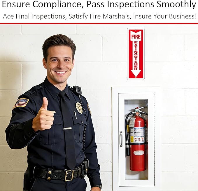 (8 Pack) Self-adhesive Fire Extinguisher Sign, 12" x 4" Durable Plastic Fire Extinguisher Sticker for Business and Home Use, Indoor, Outdoor, 20 Mil Thick PVC Safety Signs, Weather-resistant, No Fade, Easy to Install