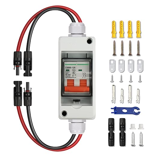DC500V Solar Disconnect Switch IP65 Waterproof Outdoor Solar Breaker with Din Rail Enclosure MCB 2P Small Circuit Combiner Box with Wall Mounting Brackets