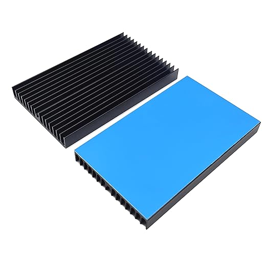 2Pcs Aluminum Heatsink Kit 100x60x10mm/ 3.94“x2.36“x0.39“ inch + Thermal Conductive Adhesive Tape Cooler Heat Sink for Cooling SSD Smartphones Routers Hard Drives LED Panel (16 Pins)