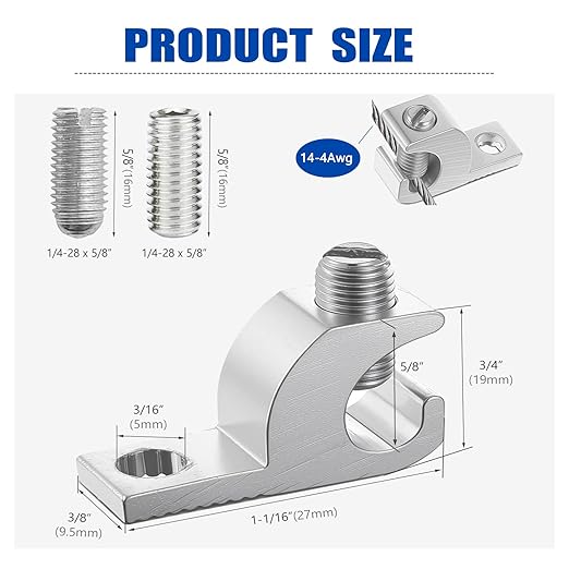 Lay in Connector Pool Bonding Lug, 24 Pack Aluminium Lay-in Clamps with 304 SS Screws for Grounding Swimming Pools Spas and Conduits, 4-14 Wire Range