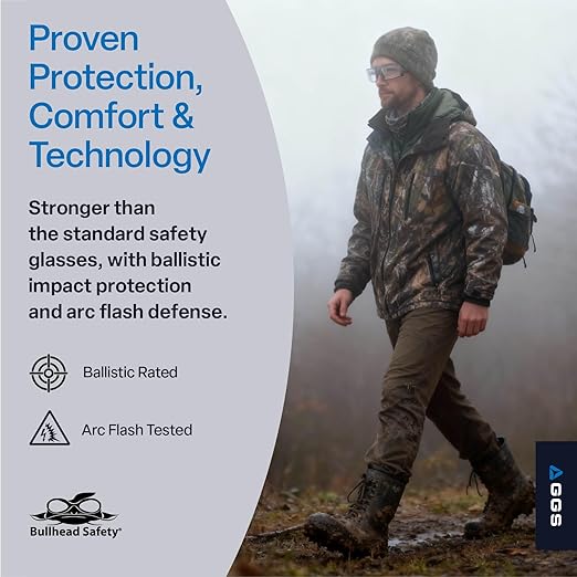 Bullhead Safety Eyewear Dorado Glasses – Enhanced Anti-Fog, Lightweight, Impact/Scratch Resistant, UV Blocking Sunglasses for Hunting/Shooting, Outdoor Sports, Auto-Repair, Clear/Shiny Pearl Gray
