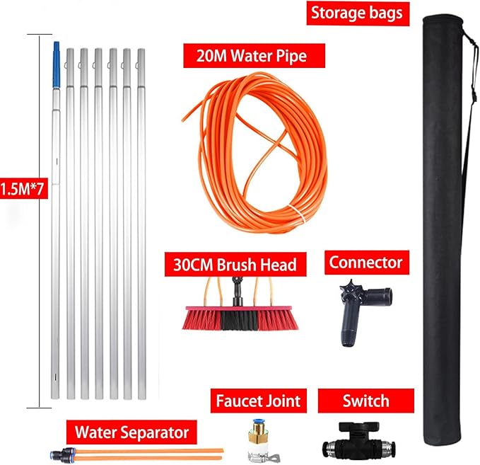 House Cleaning Supplies Kit, Extendable Window Cleaner, Solar Cleaning Equipment, Photovoltaic Cell Cleaning Tools for Cleaning Photovoltaic and Solar Panels, House, RV Cleaning,30cm Brush Head (Size