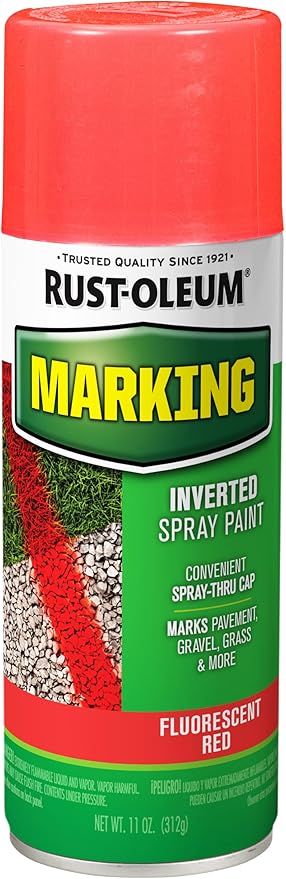 Rust-Oleum 1991830 Specialty Marking Spray Paint, 11 oz, Fluorescent Red