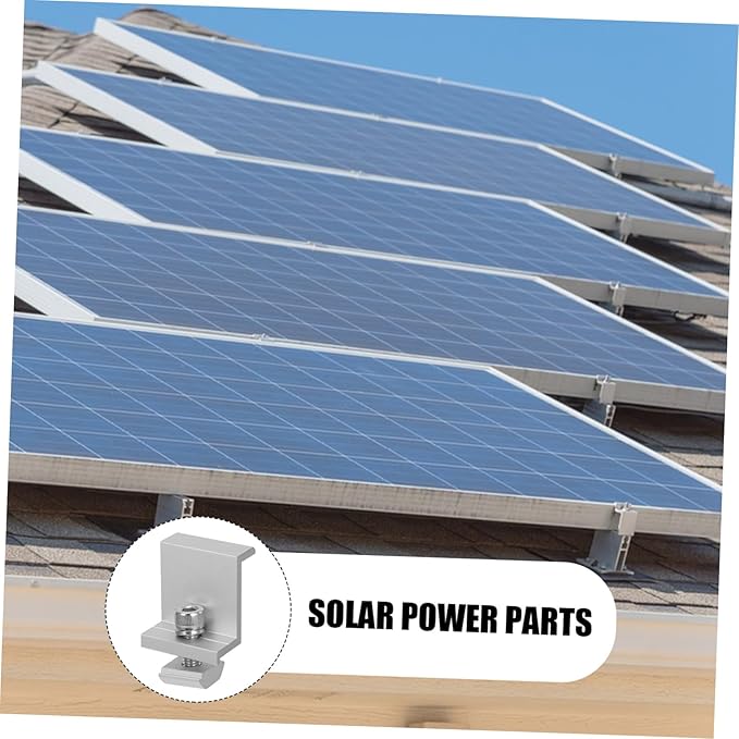 balacoo 12pcs Metal Solar Panel Bracket Clips and Easy to Install Solar Panel Rack Clips for Household and Outdoor Use Compatible Various Photovoltaic Systems