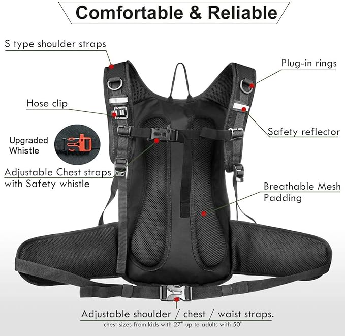 Hydration Pack, Insulated Hydration Backpack with 2L BPA Free Water Bladder and Storage, Hiking Backpack for Men, Women, Kids for Running, Cycling, Camping - Keep Liquid Cool up to 5 Hours