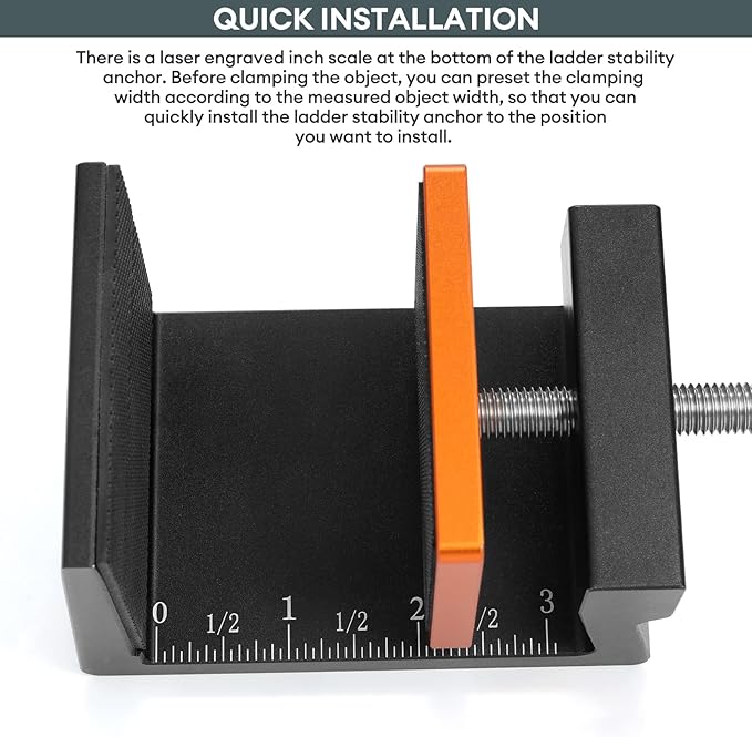 Widen Ladder Fall Protection - Universal Ladder Stability Anchor with 2ft & 3ft Safety Strap, Fits on Fascia Board or Rafter in Seconds