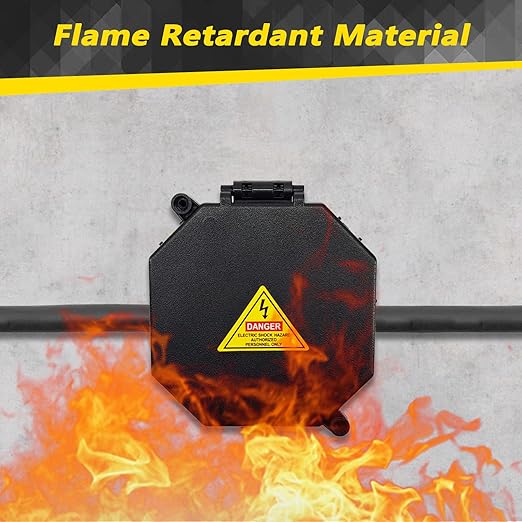 Black Open Splice Junction Box (5 Pack),Electrical Splice Box Wire Junction Box with Cover V0 Flame Retardant Rating(Highest Level)