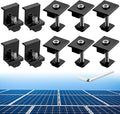 Anbte 10 PCS Solar Panels Brackets 40mm, Aluminium 6 x T-Shaped Mid Clamps + 4 x End Clamps, Solar Panel Mounting Brackets for Metal, Tin, Flat, Sheet Roofs, RV, Black