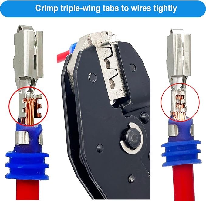 Crimping Tool with Ratchet, Ratcheting Wire Crimper Tool for Open Barrel Terminal Connectors, Electrical Crimping Tool, Crimping Pliers for 14-10 AWG