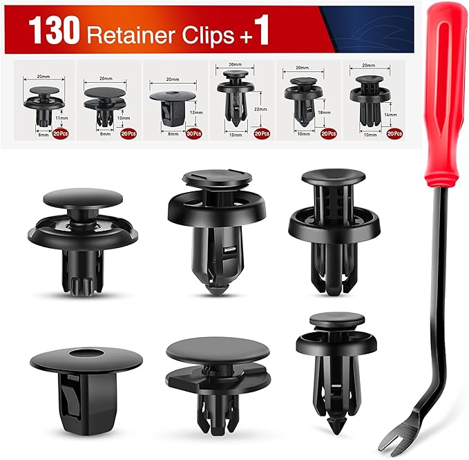 Nilight 131PCS Front Fender Push-Type Retainer Fender Push-Type Front Bumper - Nylon Compatible with Honda Acura Accord Civic Odyssey CR-V