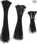 GTSE Black Zip Ties 4+6+8+12+14 Inch, 500 Pack, 18lb & 40lb Strength, UV Resistant Small Nylon Cable Ties, Self-Locking Tie Wraps