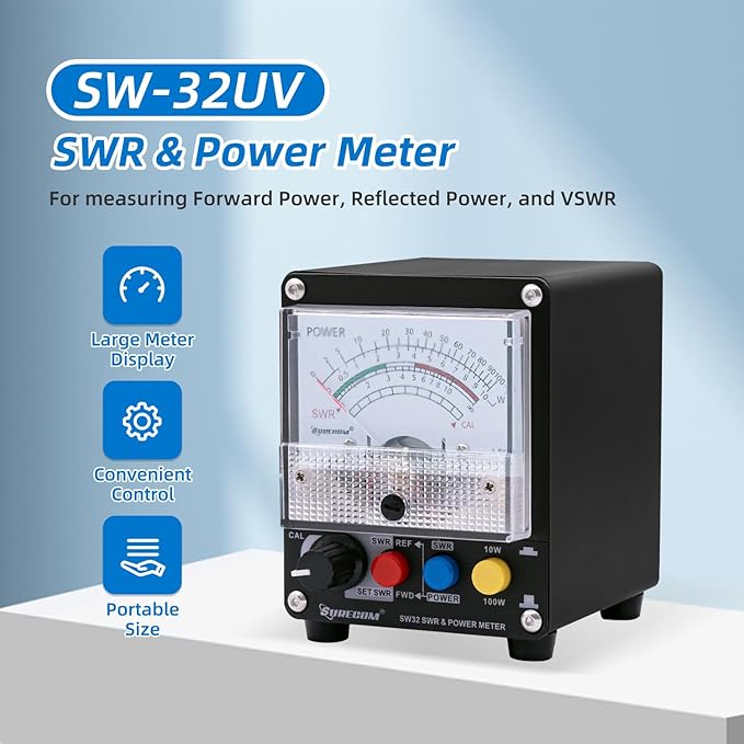 Mcbazel Surecom SW-32UV 125-525MHz 100Watt SWR & Power Meter Black