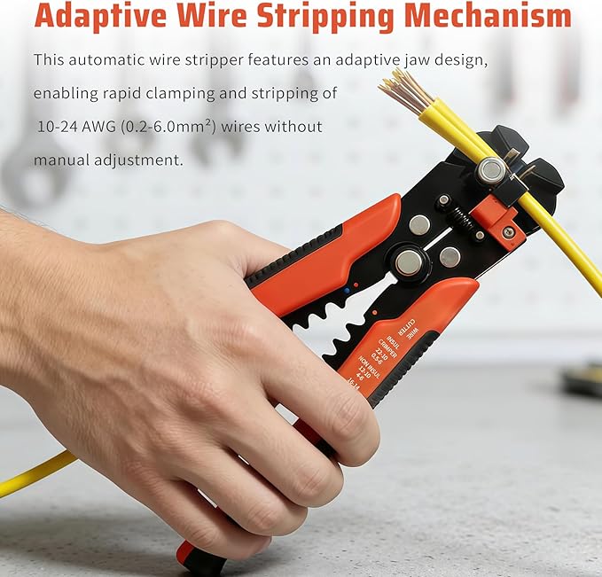 8-Inch Professional Wire Stripper and Cutter, Multi-Functional Stripping Tool with Forged Alloy Steel & Ergonomic Non-Slip Grip for 10-22 AWG Solid and Stranded Wire Cutting & Looping