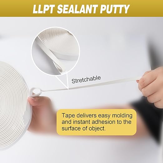LLPT Butyl Tape Black 1/2 Inch x 33Ft Tight Seal for Leak Proof EPDM RV Repair Window Glass Boat Sealing Roof Pipe Patching(BST053)