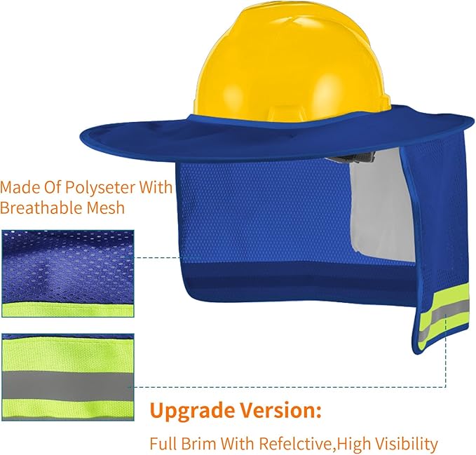 4 Pack Sun Shade Full Brim, Visor Mesh Neck Sun Shield with Reflective Strips Neck Sunshade Cover, Accessories (Blue)