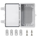 Outdoor Waterproof Electrical Box Junction Box ABS Plastic Electrical Enclosure Hinged Cover Electric Box with Mounting Plate for Outdoor Indoor Wiring Projects Clear 8.2"x5.1"x4.3"