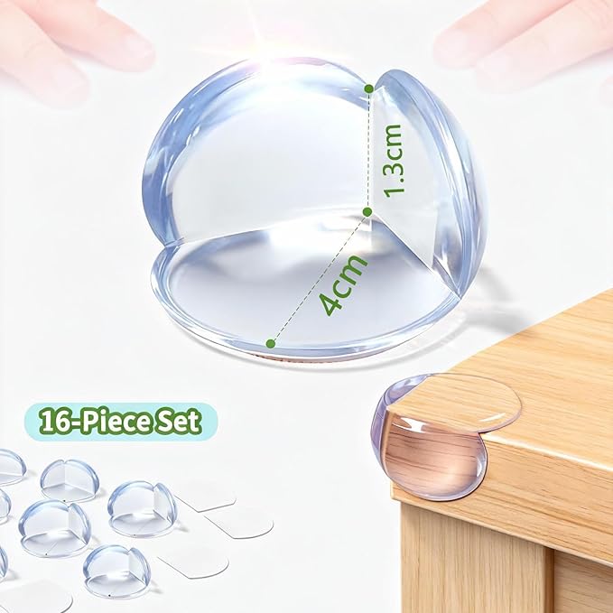 Extra Large & Ultra-Safe Baby Corner Protector Guards - 16-Piece Transparent Table Corner Protectors for Furniture, Super Strong Adhesive, Easy to Install Child Safety Set(Transparent Round)