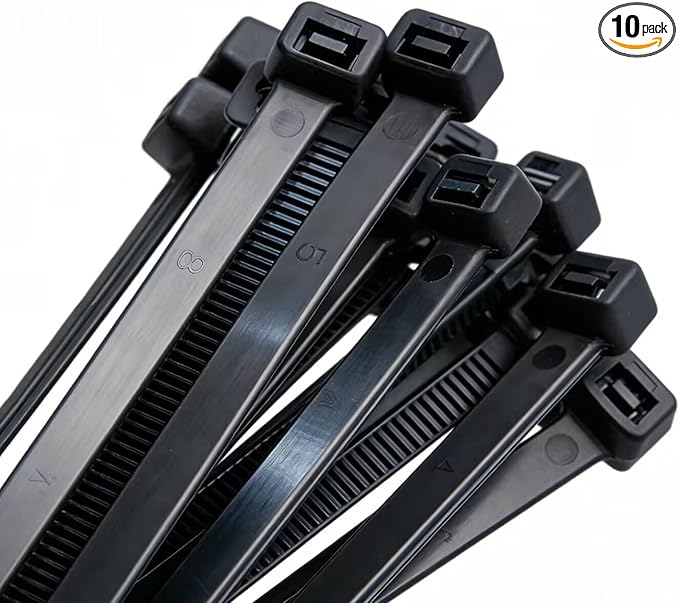 extra Long zip ties heavy duty 48 inch Black cable ties for outdoor use 10 pcs strong thick wire ties large ziptie uv resistant big industrial plastic tie wraps