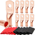 TKDMR 10pcs 8 AWG-#10 Battery Lugs,Heavy Duty Wire Lugs,Ring Terminals,Battery Cable Ends,0 Guage terminals,Battery Terminal Connectors with 10pcs 3:1 Heat Shrink Tubing